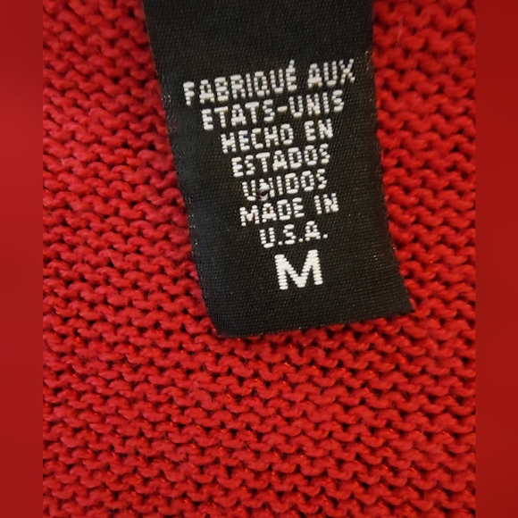 SaLE! Vtg CAROLE LITTLE Sweater Perfect shade of Red đw a Knit tapestry design - Picture 5 of 14